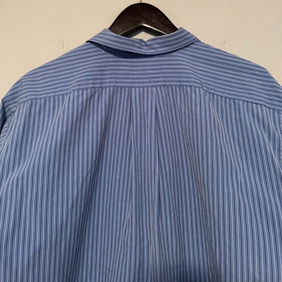 VINTAGE 90s J. Crew Men's Striped Long Sleeve Button Down in Baby Blue Size Med - Picture 12 of 16
